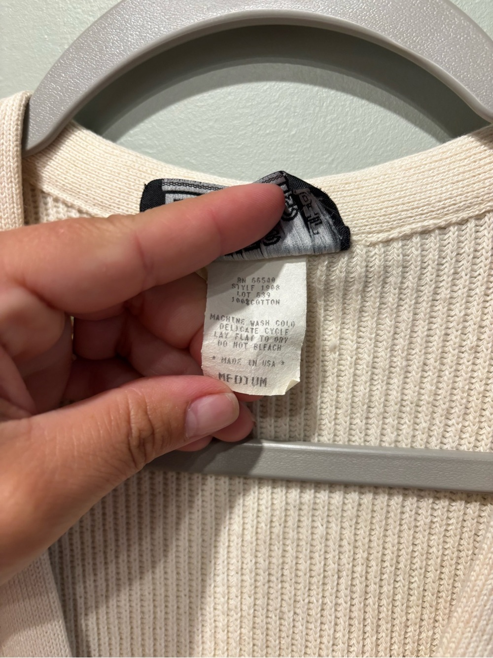 Vintage Cream Ribbed Button-Front Tank - Picture 4 of 5